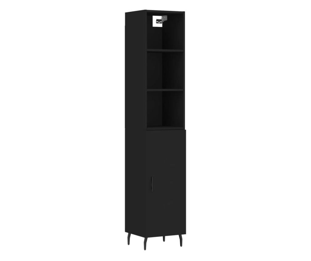 Visoka crna vitrina, 34,5x34x180 cm, obrađeno drvo - 2