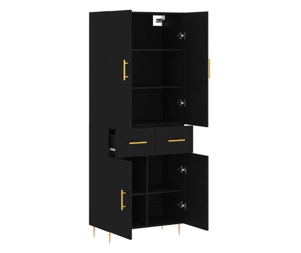 Visoka crna komoda, 69,5x34x180 cm, kompozitno drvo - 4