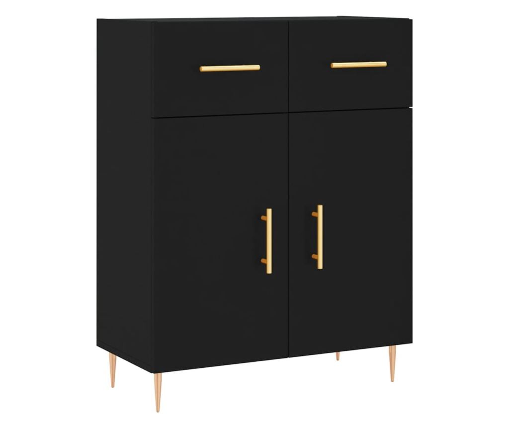 Visoka crna komoda, 69,5x34x180 cm, kompozitno drvo - 7