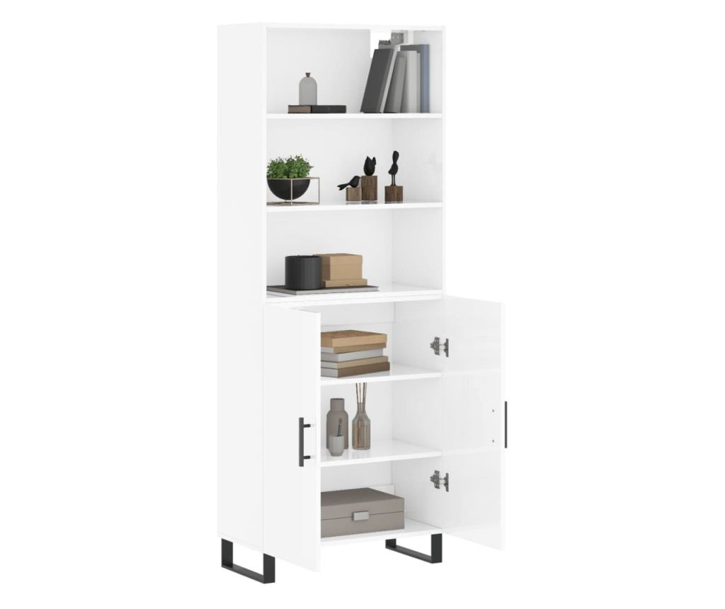 Visoka ormar, bijela visokog sjaja, 69,5x34x180 cm, kompozitno drvo - 3