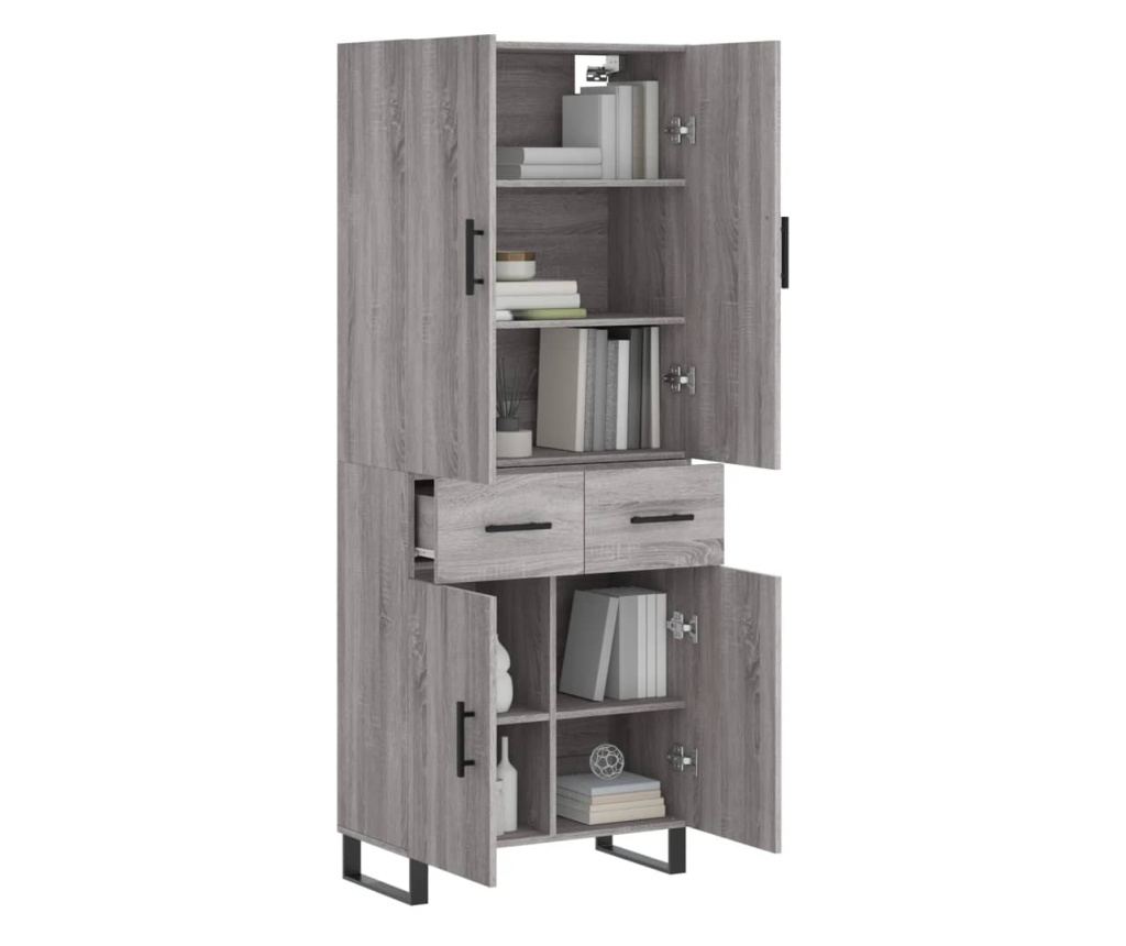 Visoki ormar, sonoma siva, 69,5x34x180 cm, konstruirano drvo - 3