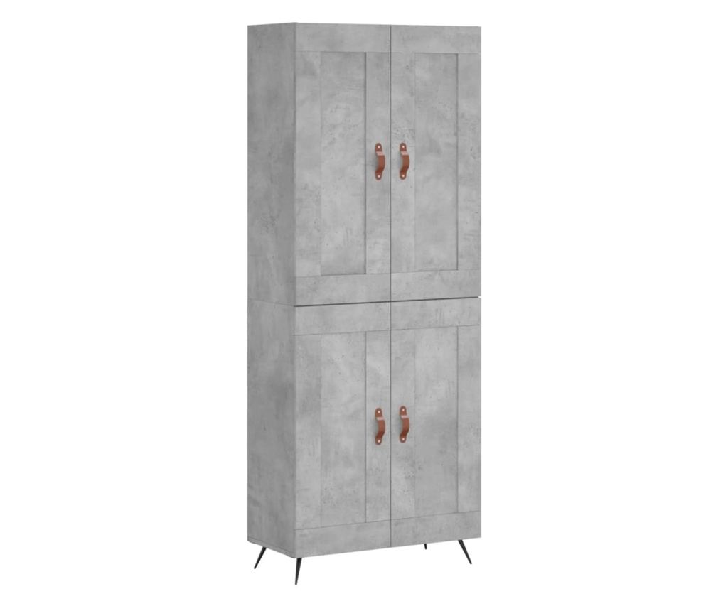 Visoki ormarić, betonsko siva, 69,5x34x180 cm, konstruirano drvo - 2
