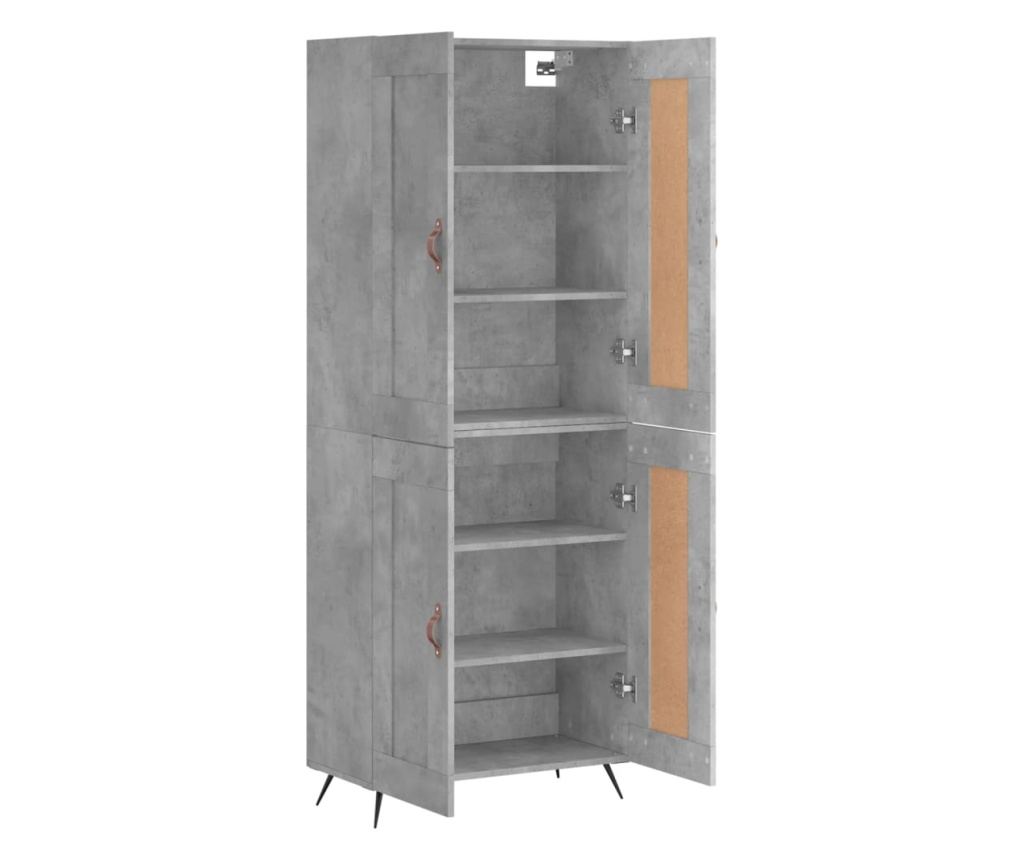 Visoki ormarić, betonsko siva, 69,5x34x180 cm, konstruirano drvo - 4