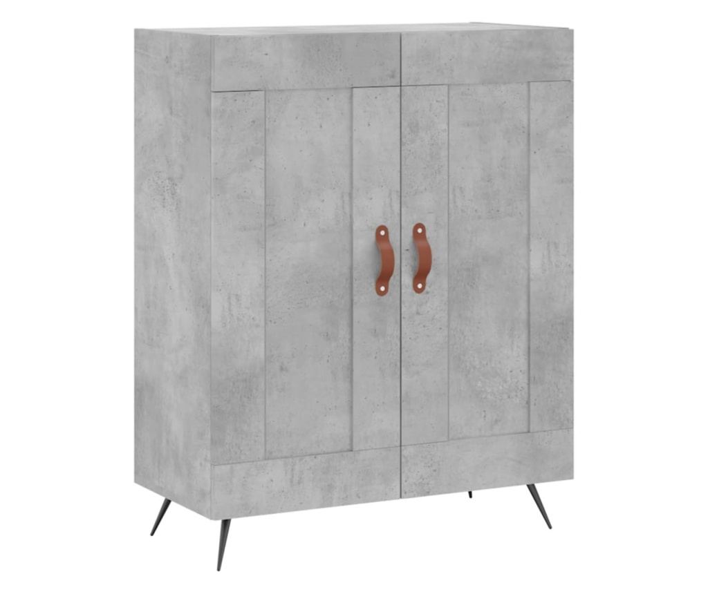 Visoki ormarić, betonsko siva, 69,5x34x180 cm, konstruirano drvo - 7