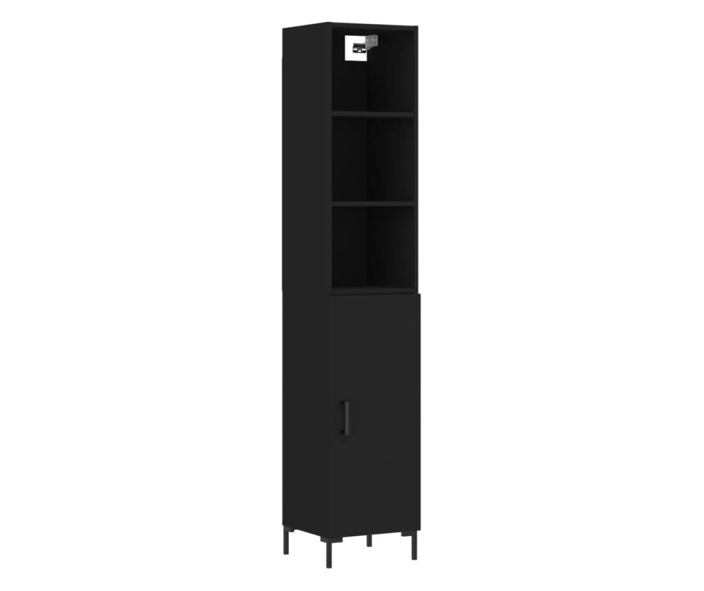 Visoka crna vitrina, 34,5x34x180 cm, obrađeno drvo - 2