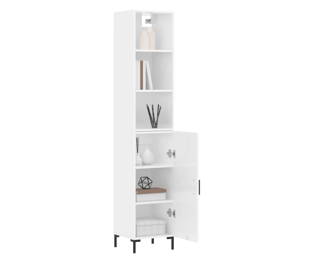 Visoka ormar, bijela visokog sjaja, 34,5x34x180 cm, obrađeno drvo - 3