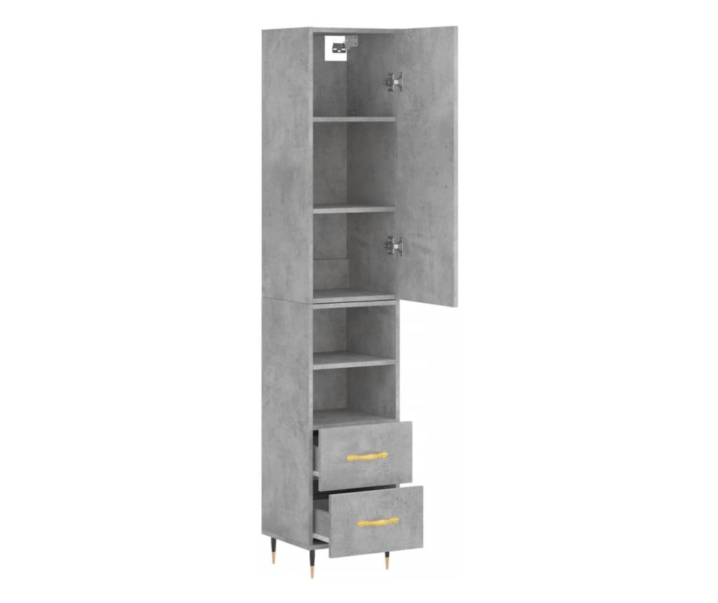 Visoka ormar, betonska siva, 34,5x34x180 cm, obrađeno drvo - 4