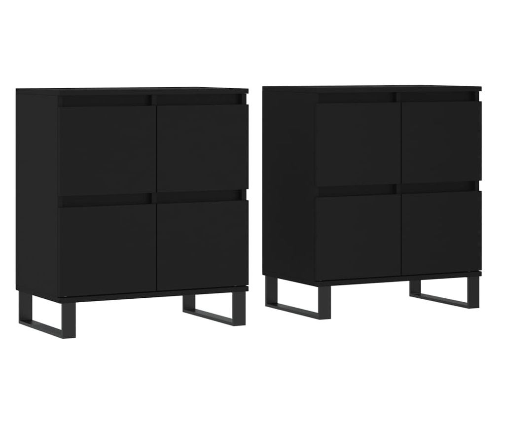 Komoda, 2 komada, crna, konstruirano drvo - 2