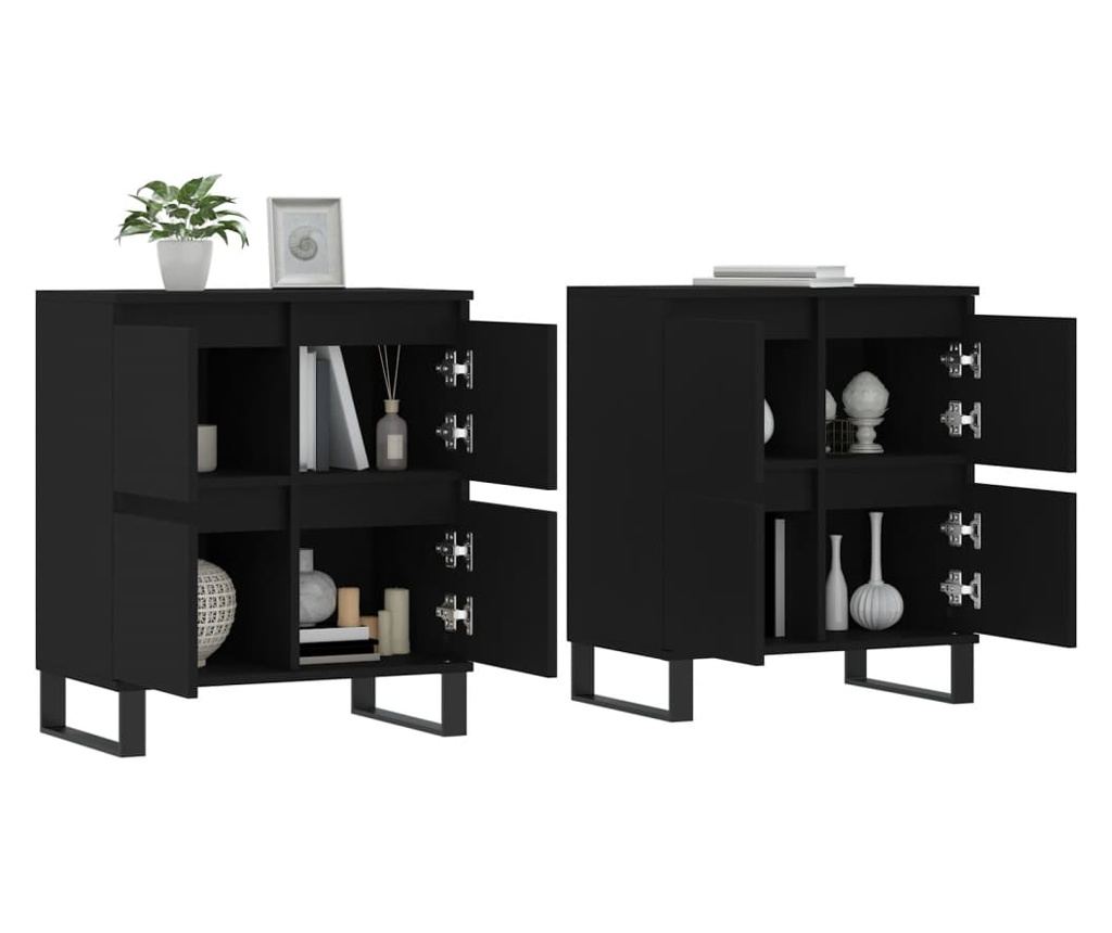 Komoda, 2 komada, crna, konstruirano drvo - 3