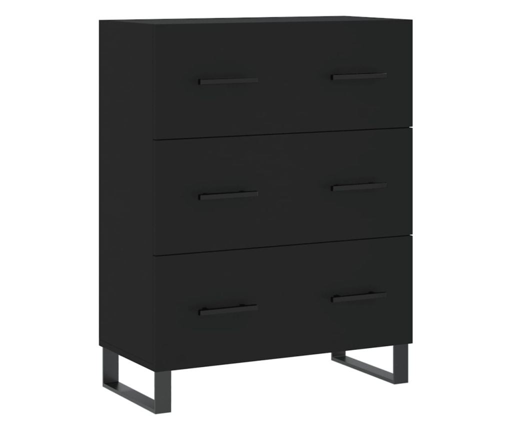 Visoka crna komoda, 69,5x34x180 cm, kompozitno drvo - 7