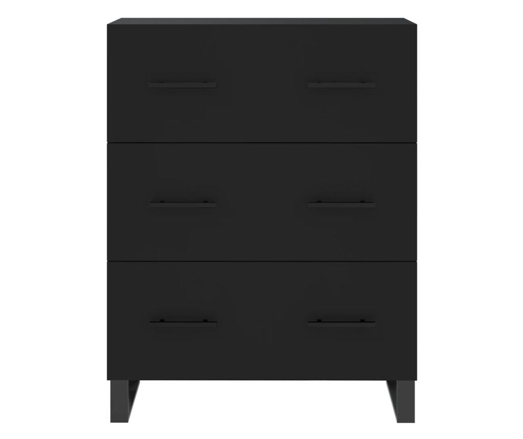 Visoka crna komoda, 69,5x34x180 cm, kompozitno drvo - 8