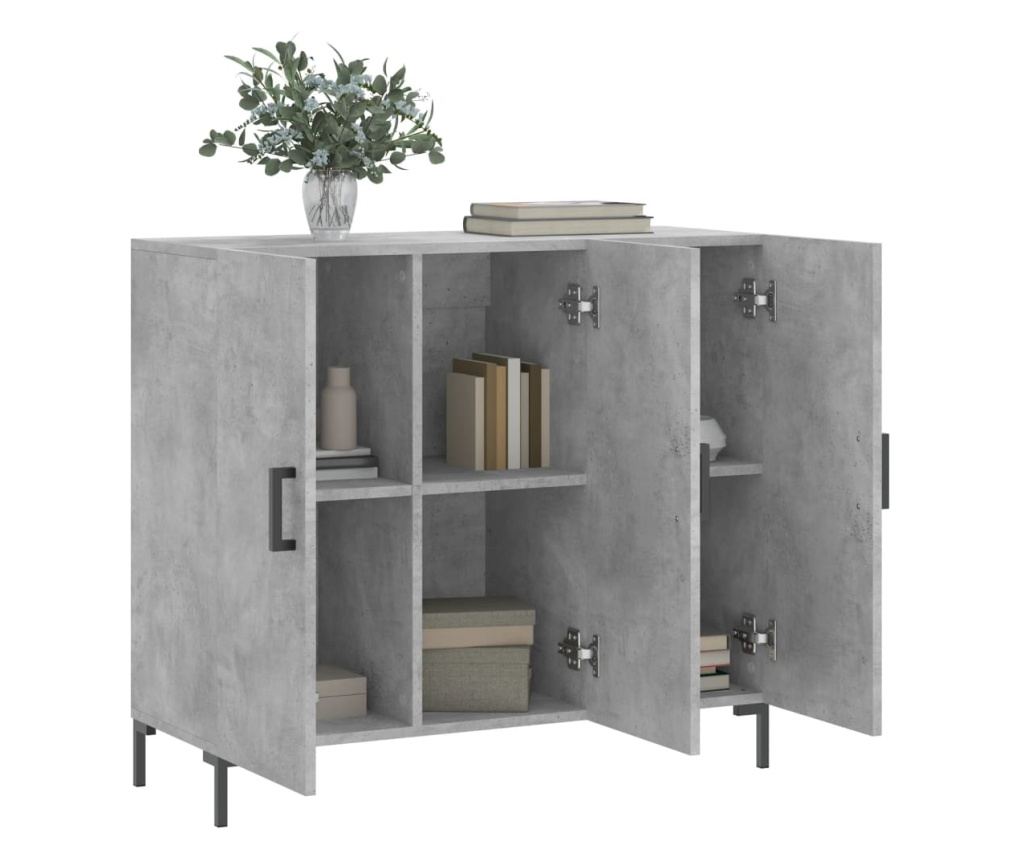 Komoda, betonsko siva, 90x34x80 cm, kompozitno drvo - 4