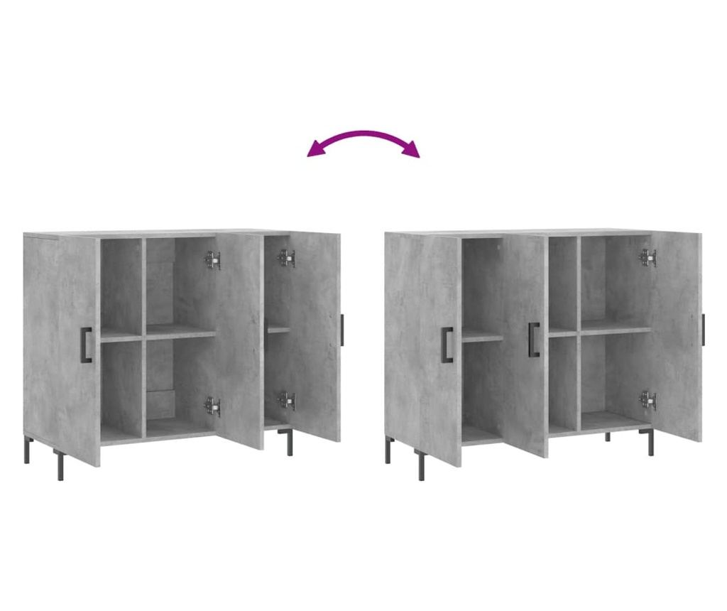 Komoda, betonsko siva, 90x34x80 cm, kompozitno drvo - 9