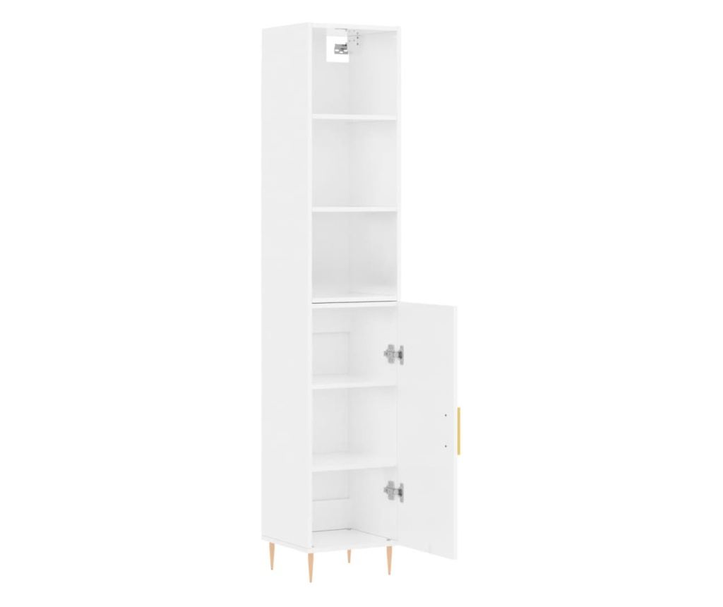 Visoka ormar, bijela visokog sjaja, 34,5x34x180 cm, obrađeno drvo - 4