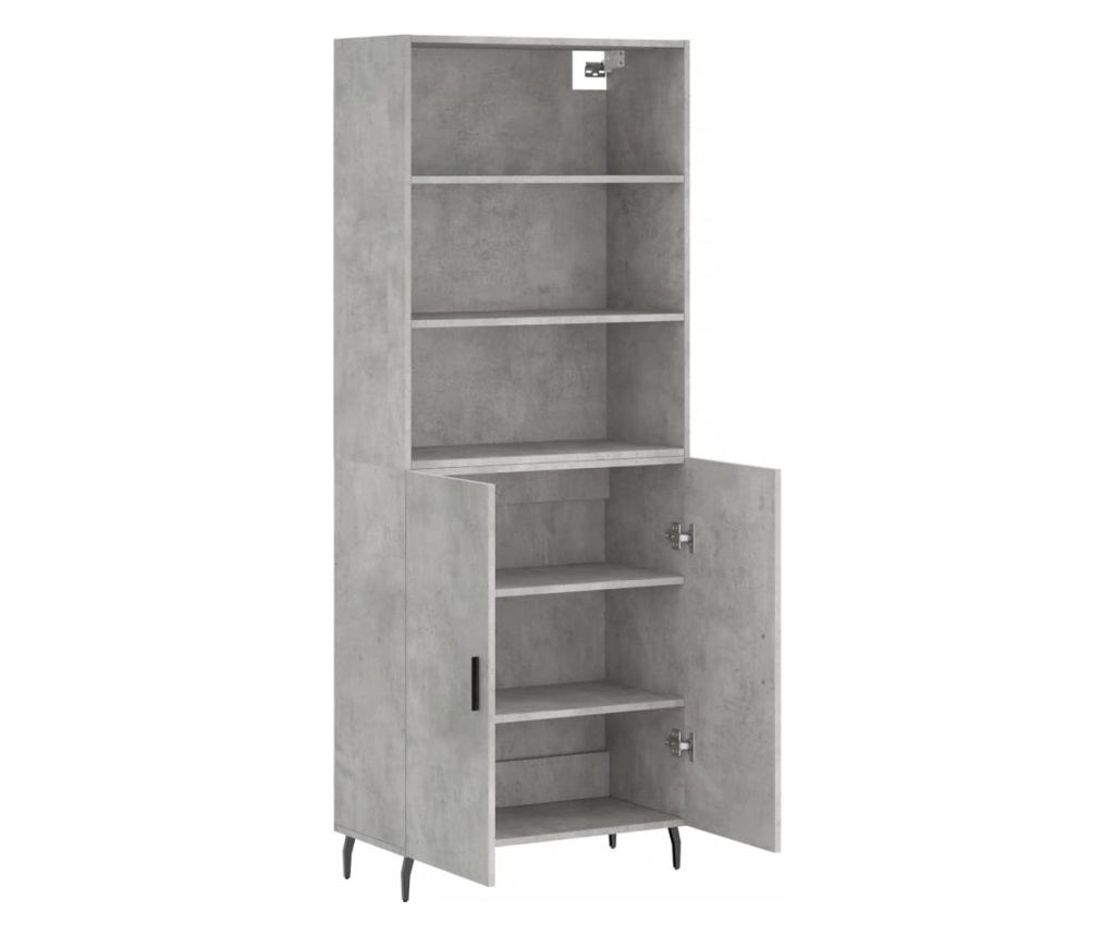 Visoki ormarić, betonsko siva, 69,5x34x180 cm, kompozitno drvo - 4