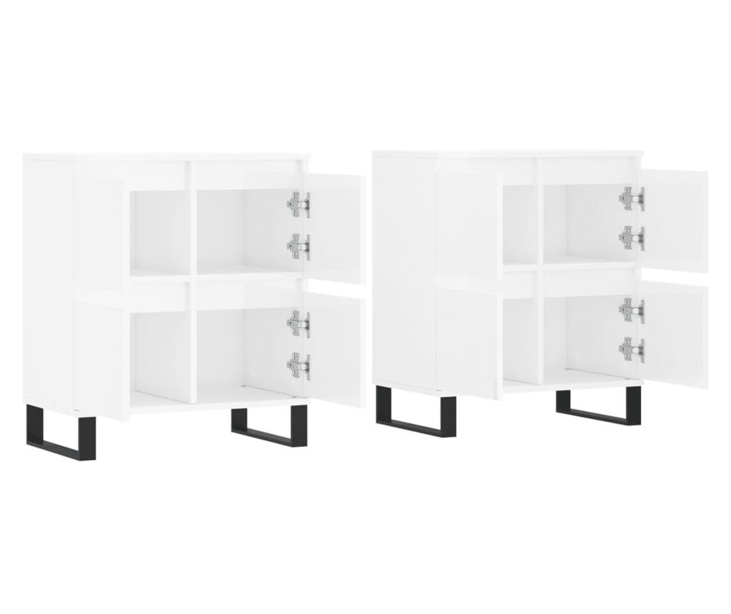 Komoda, 2 komada, Bijela visoki sjaj, Konstruirano drvo - 4