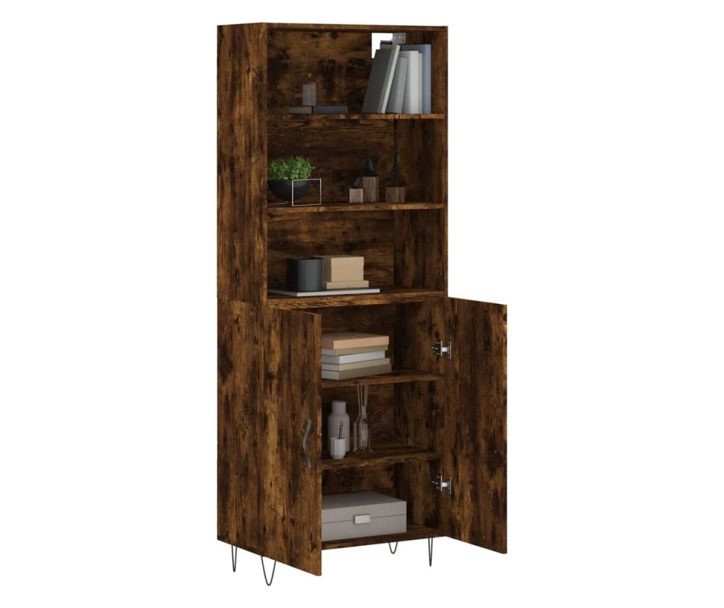 Visoka vitrina, dimljeni hrast, 69,5x34x180, kompozitno drvo - 3