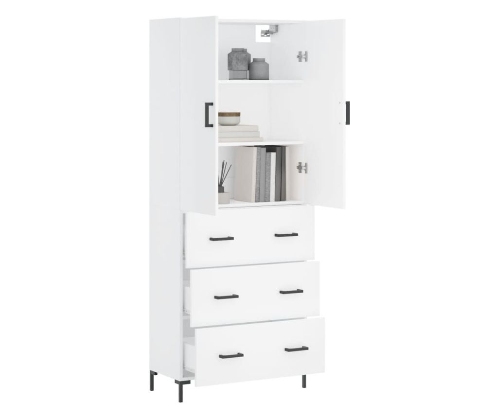 Visoki ormar, bijeli, 69,5x34x180 cm, kompozitno drvo - 3