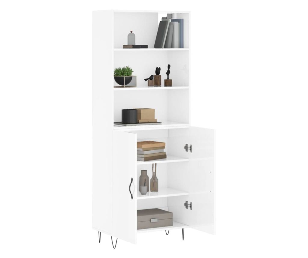 Visoka ormar, bijela visokog sjaja, 69,5x34x180 cm, kompozitno drvo - 3