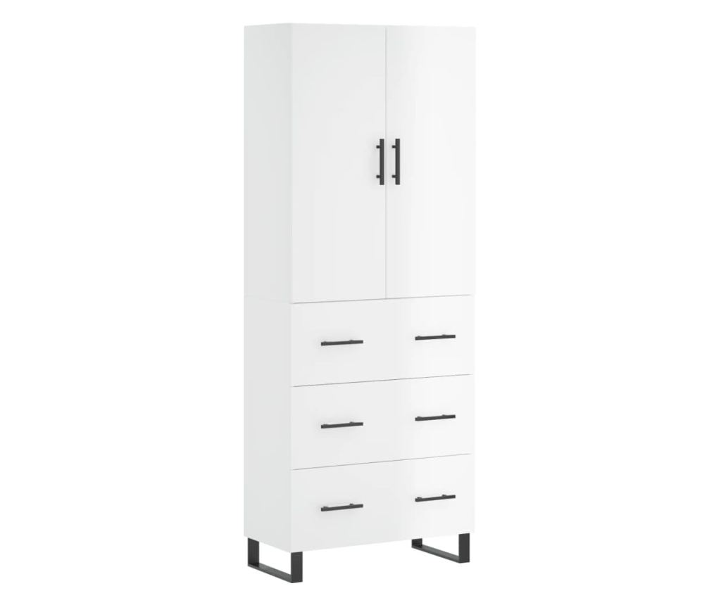 Visoka ormar, bijela visokog sjaja, 69,5x34x180 cm, kompozitno drvo - 2