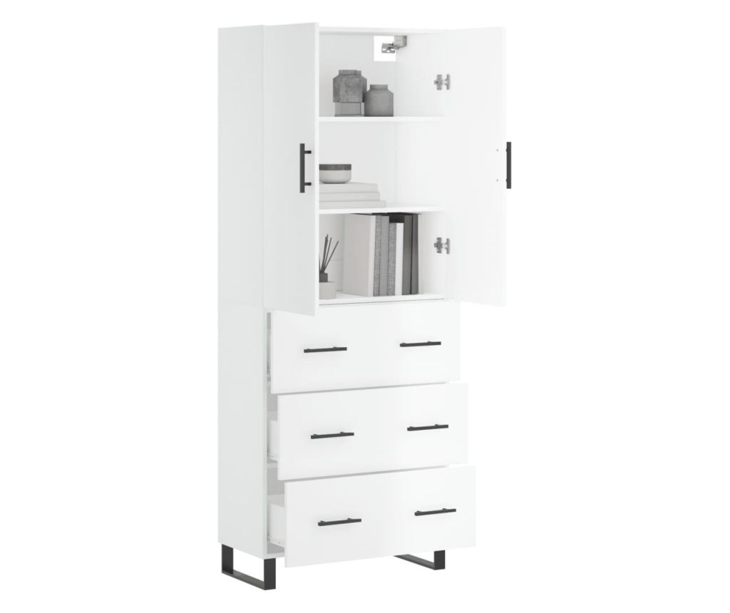 Visoka ormar, bijela visokog sjaja, 69,5x34x180 cm, kompozitno drvo - 3