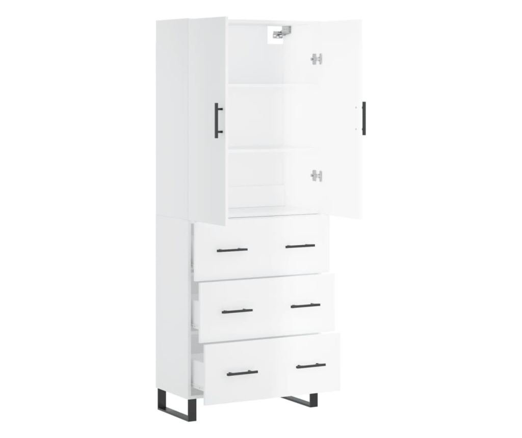 Visoka ormar, bijela visokog sjaja, 69,5x34x180 cm, kompozitno drvo - 4