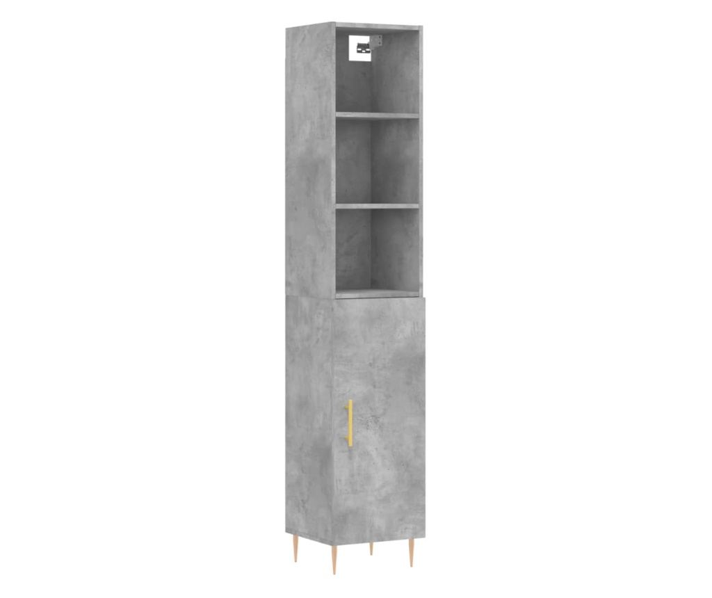 Visoka ormar, siva beton, 34,5x34x180 cm, obrađeno drvo - 2