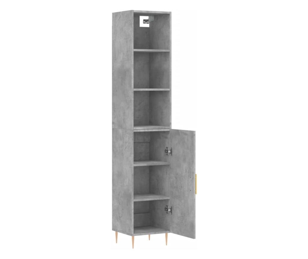 Visoka ormar, siva beton, 34,5x34x180 cm, obrađeno drvo - 4