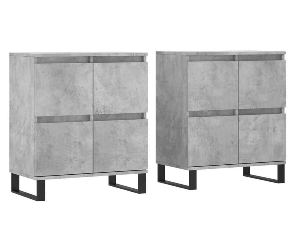 Ormarić za posluživanje, 2 komada, betonsko siva, konstruirano drvo - 2