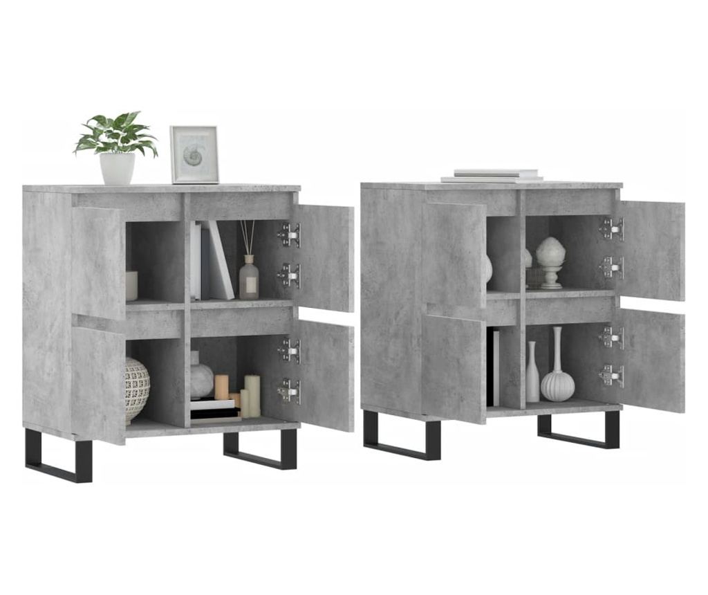 Ormarić za posluživanje, 2 komada, betonsko siva, konstruirano drvo - 3
