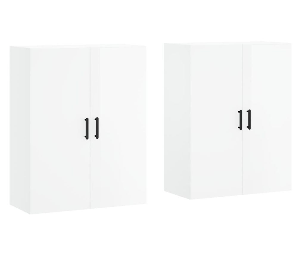 Zidni ormarići, 2 kom, sjajno bijeli, 69,5x34x90cm - 2