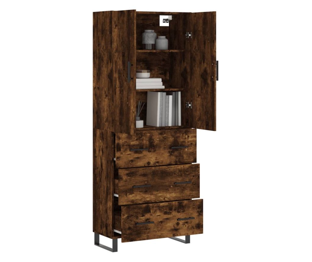 Visoki ormar, dimljeni hrast, 69,5x34x180 cm, kompozitno drvo - 3