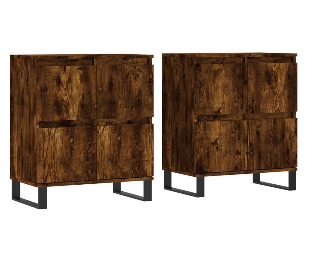 Ormarić za odlaganje, 2 kom, dimljeni hrast, konstruirano drvo - 2