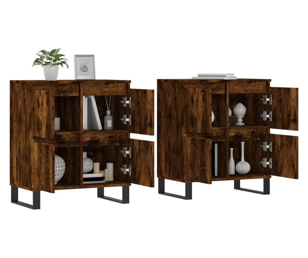 Ormarić za odlaganje, 2 kom, dimljeni hrast, konstruirano drvo - 3