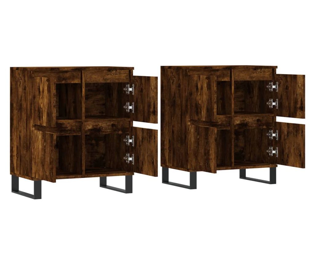 Ormarić za odlaganje, 2 kom, dimljeni hrast, konstruirano drvo - 4