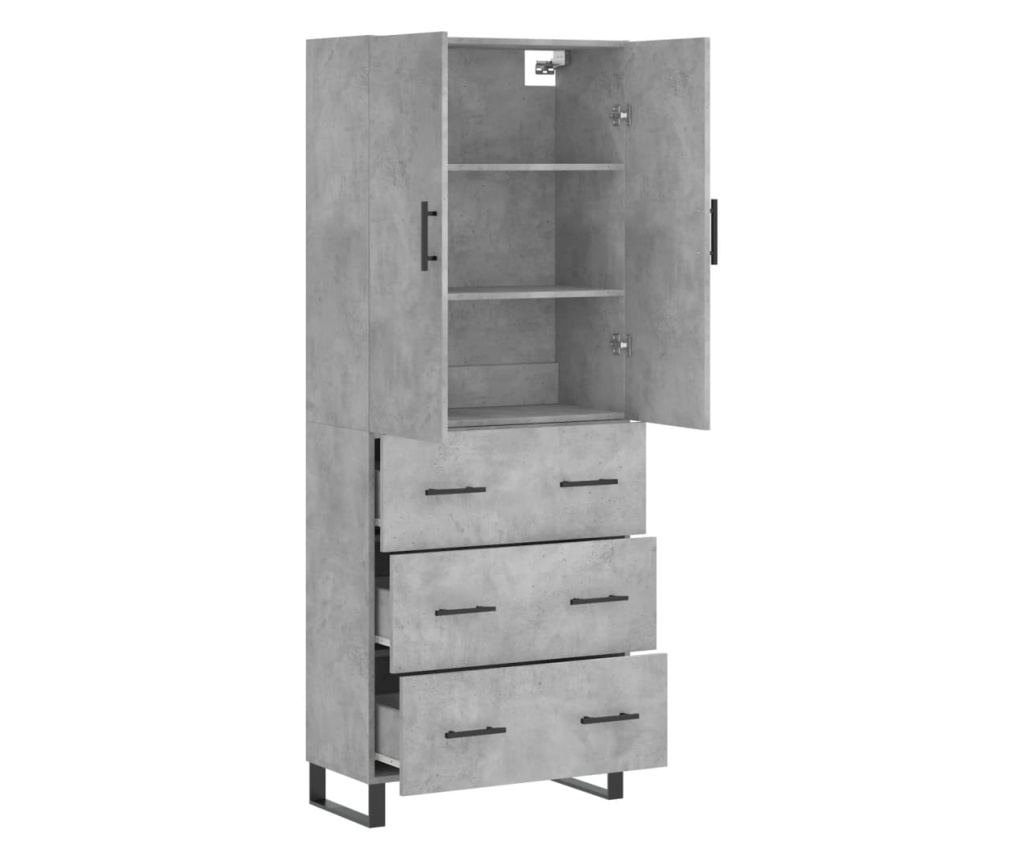Visoki ormar, betonsko siva, 69,5x34x180 cm, konstruirano drvo - 4
