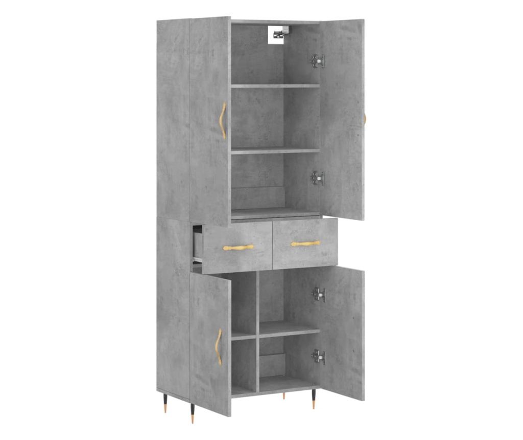 Visoki ormar, betonsko siva, 69,5x34x180 cm, kompozitno drvo - 4