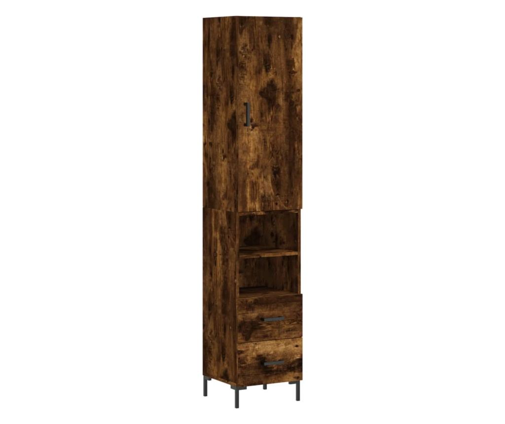 Visoka vitrina, dimljeni hrast, 34,5x34x180 cm, obrađeno drvo - 2