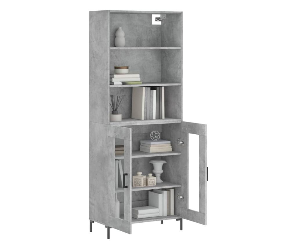 Visoki ormar, betonsko siva, 69,5x34x180 cm, konstruirano drvo - 3