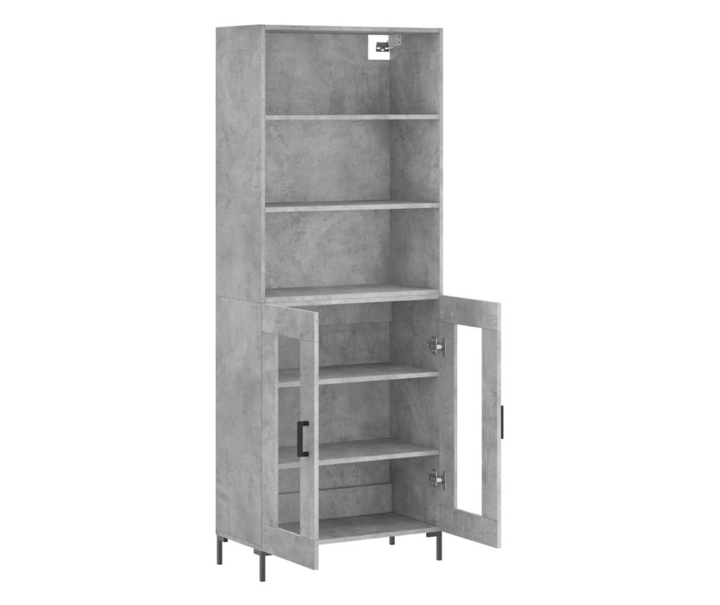 Visoki ormar, betonsko siva, 69,5x34x180 cm, konstruirano drvo - 4