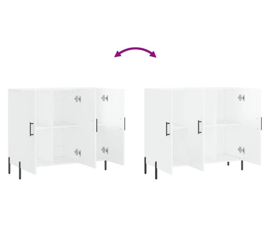 Kredenca, ekstra sjajna bijela, 90x34x80 cm, kompozitno drvo - 9