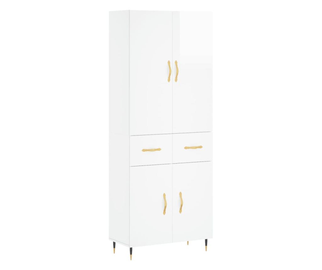 Visoka ormar, bijela visokog sjaja, 69,5x34x180 cm, kompozitno drvo - 2