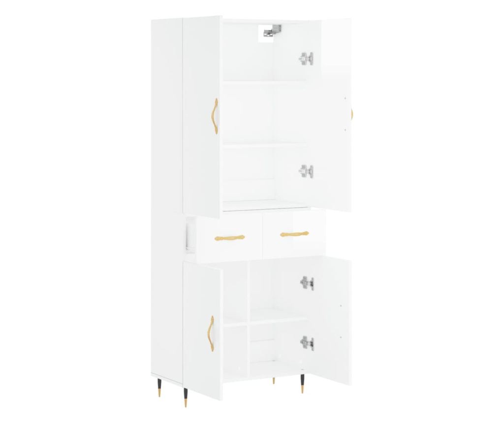 Visoka ormar, bijela visokog sjaja, 69,5x34x180 cm, kompozitno drvo - 4