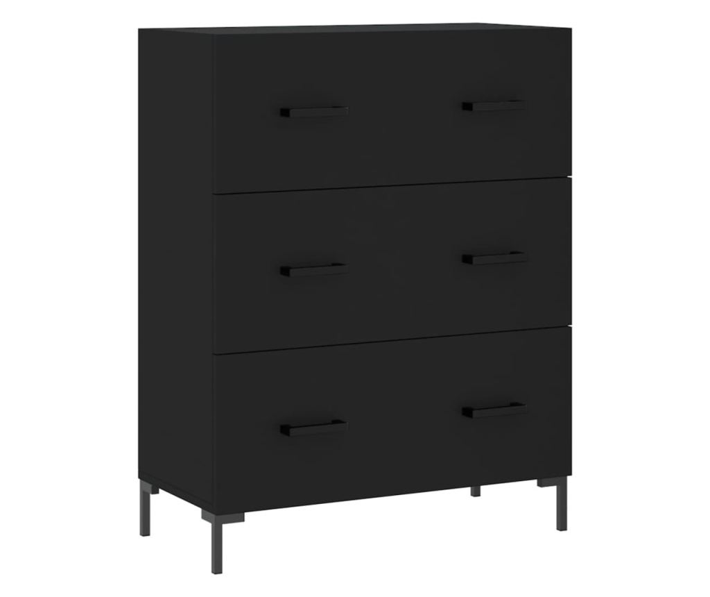 Visoka crna komoda, 69,5x34x180 cm, kompozitno drvo - 7