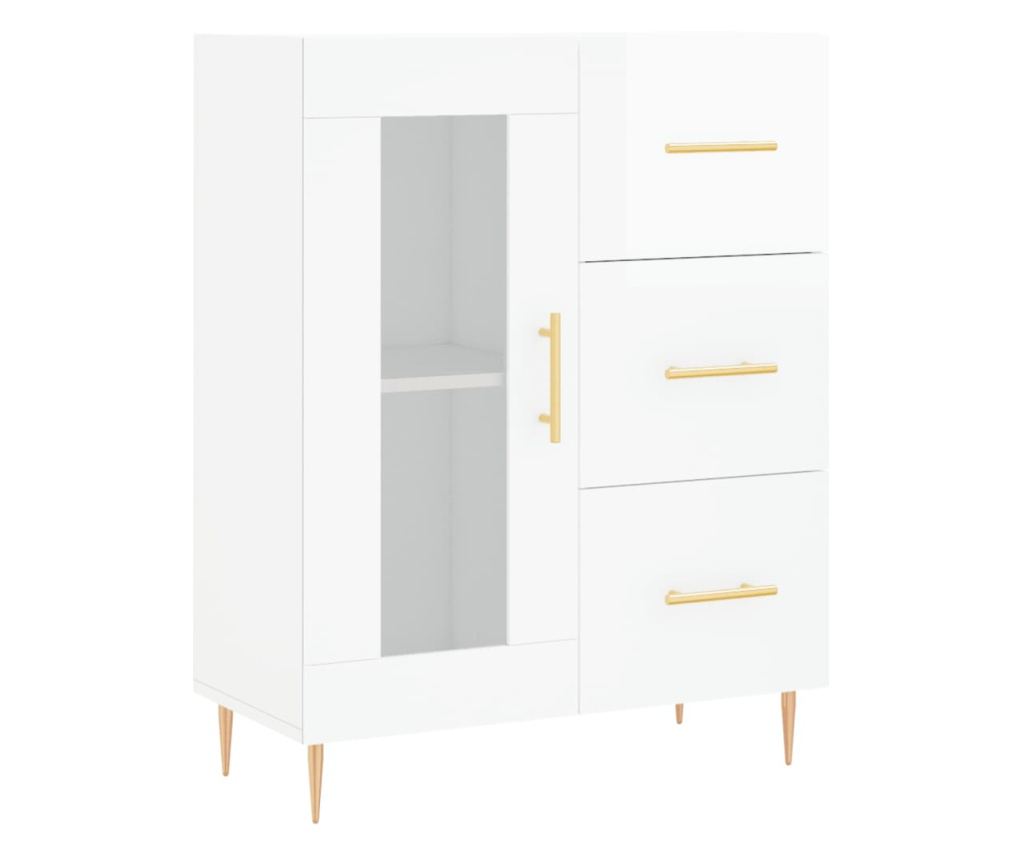 Komoda, sjajno bijela, 69,5x34x90 cm, kompozitno drvo - 2