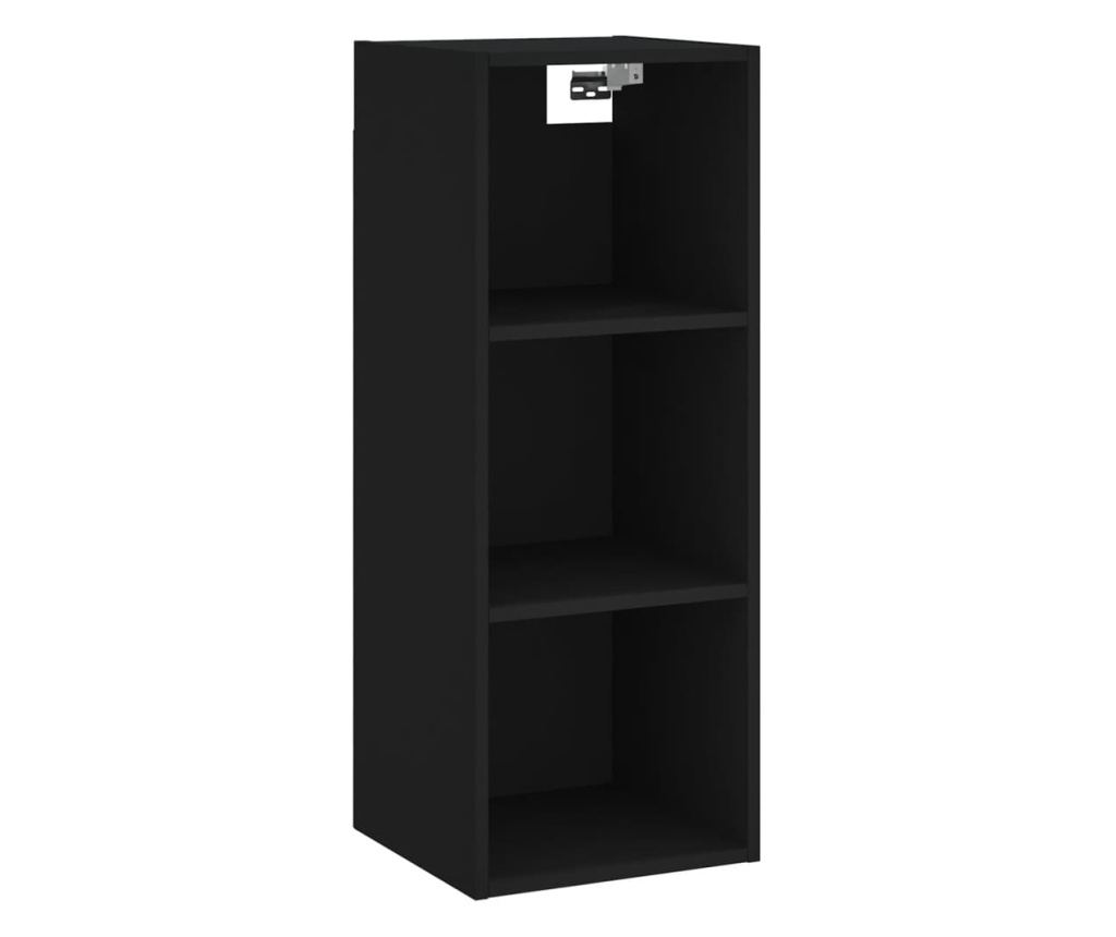 Visoka crna vitrina, 34,5x34x180 cm, obrađeno drvo - 5