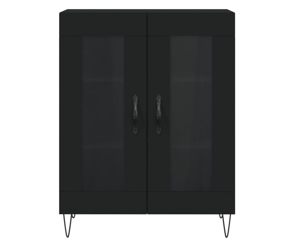 Visoka crna komoda, 69,5x34x180 cm, kompozitno drvo - 8