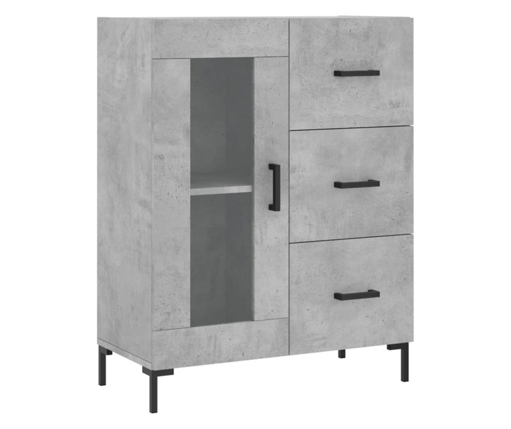 Visoka komoda betonsko siva 69,5x34x180 cm inženirski les - 7