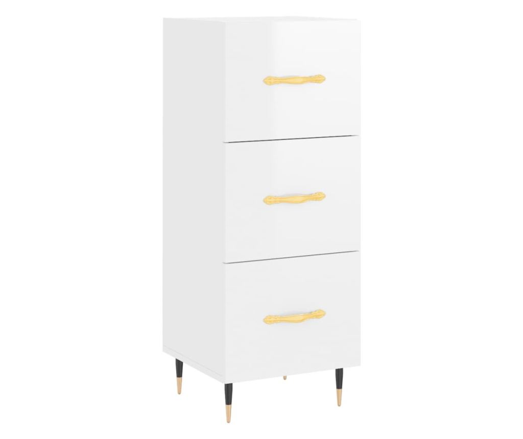 Visoka ormar, bijela visokog sjaja, 34,5x34x180 cm, obrađeno drvo - 7