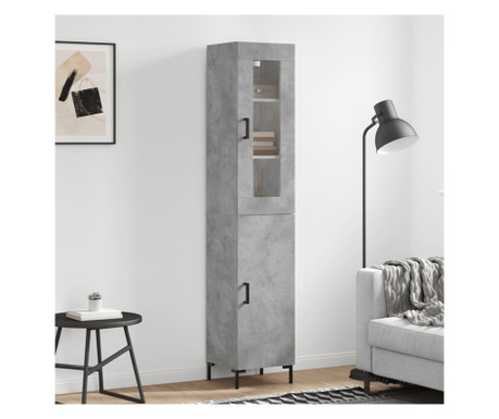 Висок шкаф, бетон сив, 34.5x34x180 см, обработено дърво